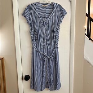 Striped Loft Blue and White Dress, size 18